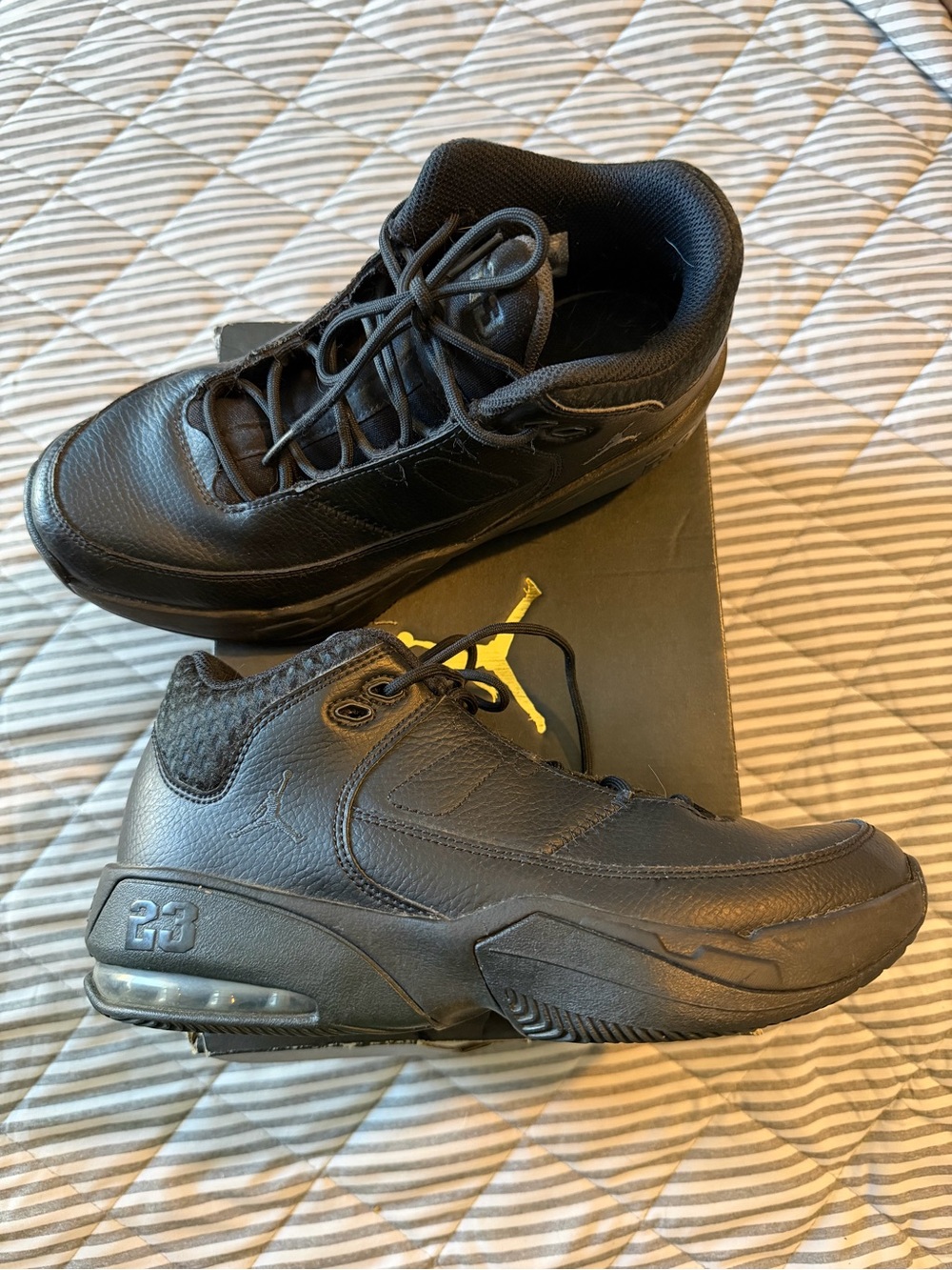 Kids Black Athletic Leather Sneakers
